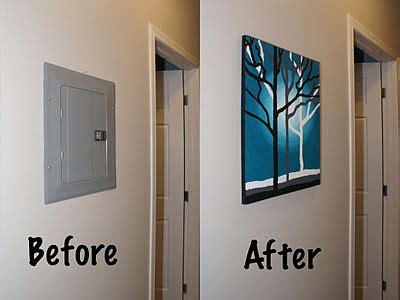 wall art to cover electrical box|hide electrical breaker box.